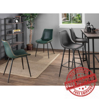 Lumisource DC-DRNG BK+GN2 Durango Industrial Dining Chair in Black with Green Vintage Faux Leather - Set of 2